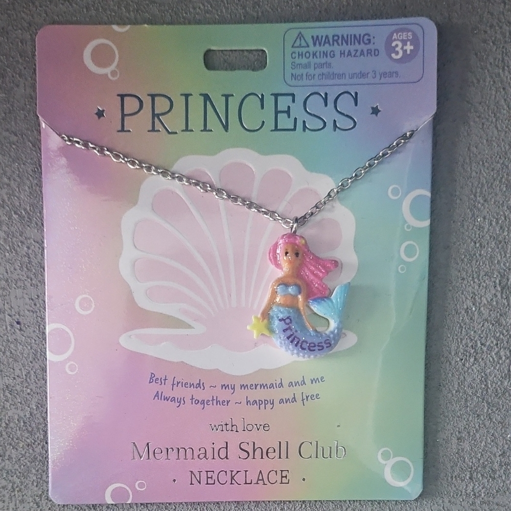 Princess Mermaid Necklace for Kids - Pink and Blue
